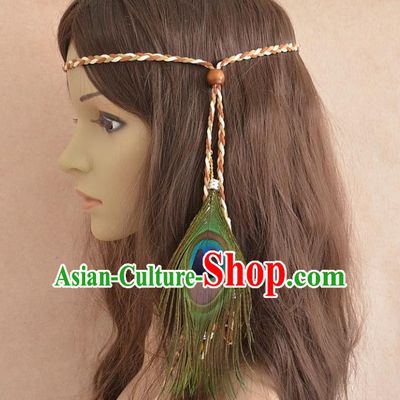 European Western Vintage Hair Accessories Renaissance Bride Bohemia Feather Hair Clasp for Women
