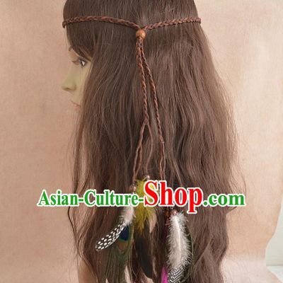European Western Vintage Hair Accessories Renaissance Bride Bohemia Feather Hair Clasp for Women