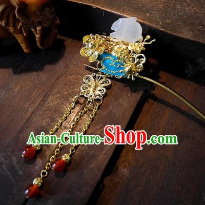 Chinese Handmade Classical Wedding Hairpins Ancient Hanfu Hair Accessories Tassel Step Shake for Women