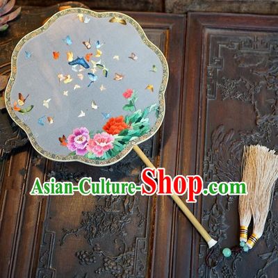 Chinese Handmade Classical Suzhou Embroidery Fans Ancient Palace Round Fans for Women