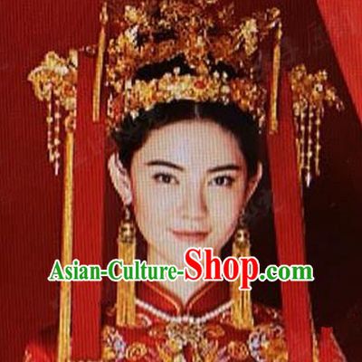 Chinese Handmade Classical Wedding Hairpins Ancient Hanfu Bride Phoenix Coronet Hair Accessories for Women