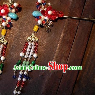 Chinese Handmade Classical Hairpins Ancient Hanfu Bride Step Shake Hair Accessories for Women