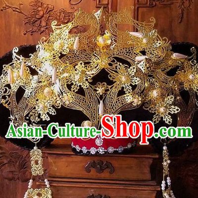 Chinese Handmade Classical Qing Dynasty Phoenix Coronet Ancient Hanfu Headdress Hair Accessories for Women