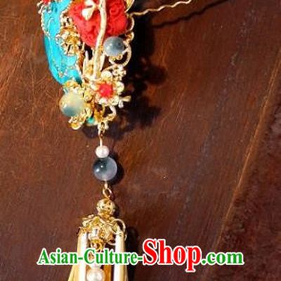Chinese Handmade Classical Hairpins Ancient Hanfu Xiuhe Tassel Step Shake Hair Accessories for Women