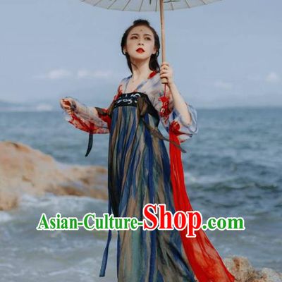 Traditional China Ancient Princess Costume Tang Dynasty Embroidered Dress for Women