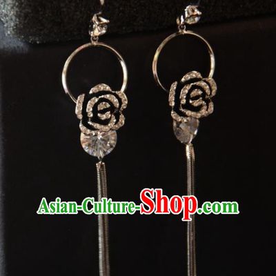 European Western Bride Vintage Accessories Eardrop Renaissance Crystal Rose Earrings for Women