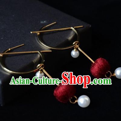 European Western Bride Vintage Accessories Eardrop Renaissance Red Venonat Earrings for Women