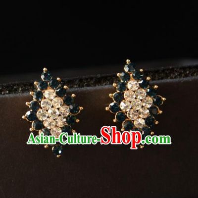 European Western Bride Vintage Accessories Eardrop Renaissance Crystal Rhombus Earrings for Women