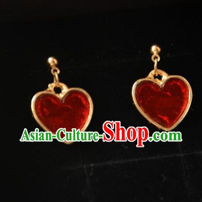 European Western Bride Vintage Accessories Eardrop Renaissance Red Heart Earrings for Women