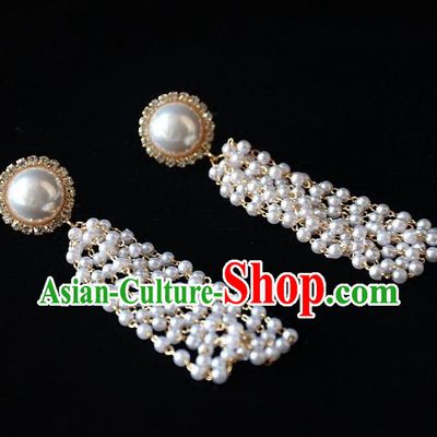 European Western Bride Vintage Accessories Pearls Eardrop Renaissance Crystal Earrings for Women