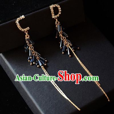 European Western Bride Vintage Accessories Blue Crystal Eardrop Renaissance Earrings for Women