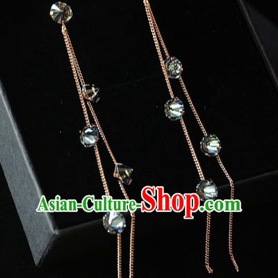 European Western Bride Vintage Accessories Grey Crystal Eardrop Renaissance Earrings for Women