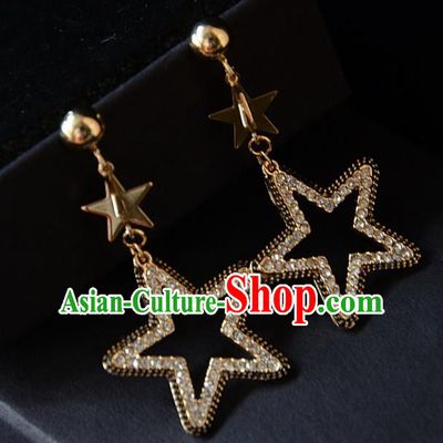 European Western Bride Vintage Accessories Crystal Star Eardrop Renaissance Earrings for Women