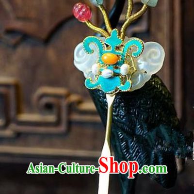Chinese Handmade Classical Hair Accessories Jade Hair Clip Ancient Hanfu Hairpins for Women