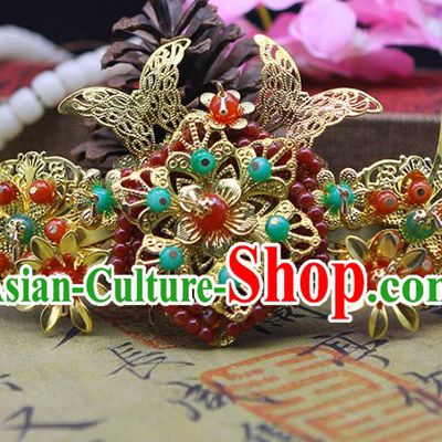 Handmade Chinese Ancient Palace Lady Hair Accessories Hanfu Hairpins Butterfly Hair Comb for Women