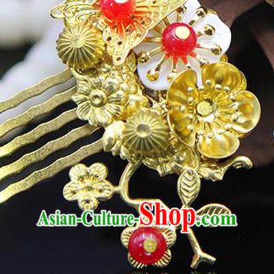 Handmade Chinese Ancient Palace Lady Hair Accessories Hanfu Golden Butterfly Hair Comb Hairpins for Women