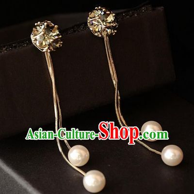 European Western Bride Vintage Crystal Pearl Eardrop Accessories Renaissance Earrings for Women