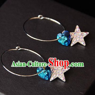 European Western Bride Vintage Crystal Star Eardrop Accessories Renaissance Earrings for Women