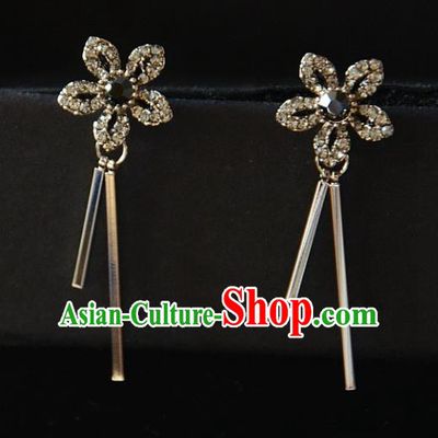 European Western Bride Vintage Crystal Flower Earbob Accessories Renaissance Earrings for Women