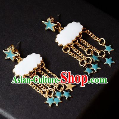 European Western Bride Vintage Stars Cloud Earbob Accessories Renaissance Earrings for Women