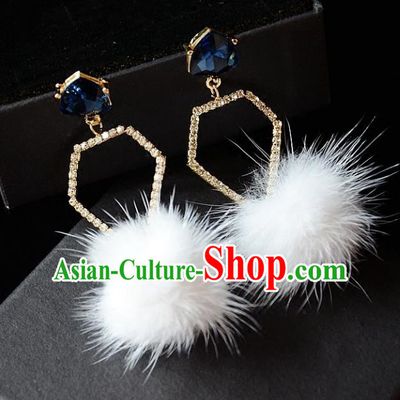 European Western Bride Vintage Blue Crystal Earbob Accessories Renaissance Earrings for Women
