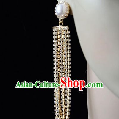 European Western Bride Vintage Accessories Renaissance Crystal Tassel Earrings for Women