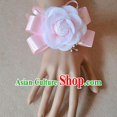 European Western Bride Wrist Flowers Accessories Vintage Renaissance White Rose Bracelet for Women