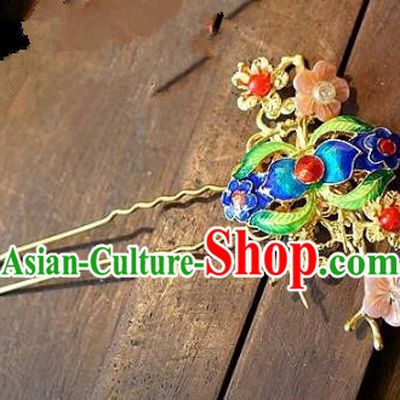 Chinese Handmade Classical Hair Accessories Ancient Hanfu Hairpins Cloisonne Hair Clip for Women