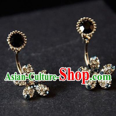 European Western Bride Vintage Accessories Renaissance Crystal Flower Bohemia Earrings for Women