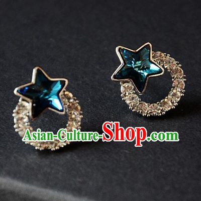 European Western Bride Vintage Accessories Renaissance Crystal Star Bohemia Earrings for Women