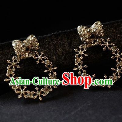 European Western Bride Vintage Accessories Renaissance Crystal Bowknot Earrings for Women