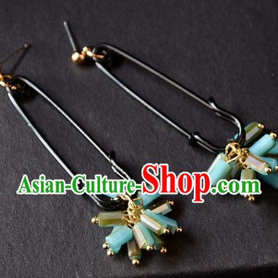 European Western Bride Vintage Accessories Renaissance Blue Beads Earrings for Women