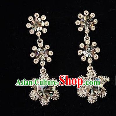 European Western Bride Vintage Accessories Renaissance Champagne Crystal Earrings for Women