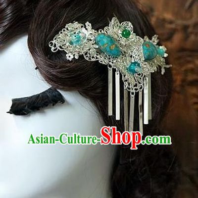 Chinese Handmade Classical Wedding Hair Accessories Ancient Hanfu Tassel Side Hairpins for Women