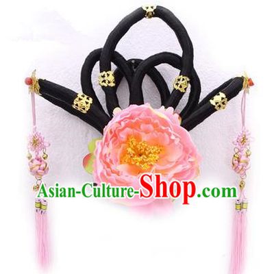 Handmade Asian Chinese Ancient Imperial Concubine Hair Accessories Wig and Hairpins for Kids