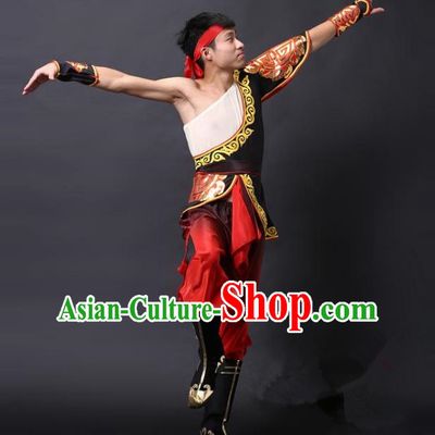Traditional Chinese Waist Drum Dance Costume, China Folk Dance Yangko Clothing for Men