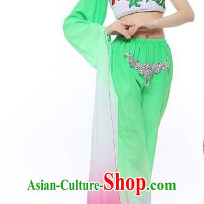 Traditional Chinese Classical Yangge Dance Costume, China Folk Dance Green Clothing for Women