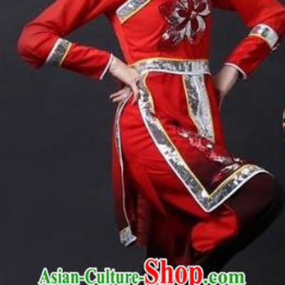 Traditional Chinese Yangge Folk Dance Water Sleeve Costume, China Yanko Drum Dance Clothing for Women