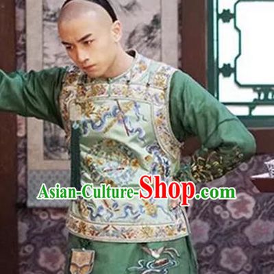 Traditional Chinese Qing Dynasty Royal Prince Embroidered Costume for Men
