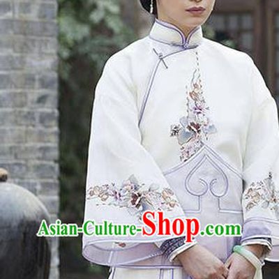 Traditional Chinese Late Qing Dynasty Young Mistress Embroidered Costume Xiuhe Suits for Women