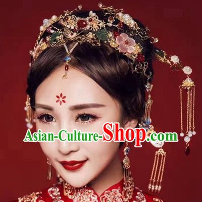 Chinese Handmade Classical Hairpins Frontlet Ancient Hanfu Wedding Hair Accessories for Women