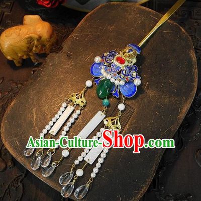 Chinese Handmade Classical Hair Accessories Hairpins Ancient Cloisonne Step Shake Headdress for Women