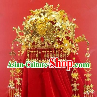 Chinese Handmade Classical Hair Accessories Ancient Wedding Headdress Extravagant Phoenix Coronet for Women