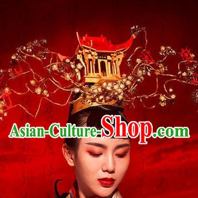 Chinese Handmade Classical Hair Accessories Ancient Wedding Headdress Bride Phoenix Coronet for Women