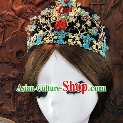 Chinese Handmade Classical Agate Phoenix Coronet Ancient Hanfu Wedding Hair Accessories for Women
