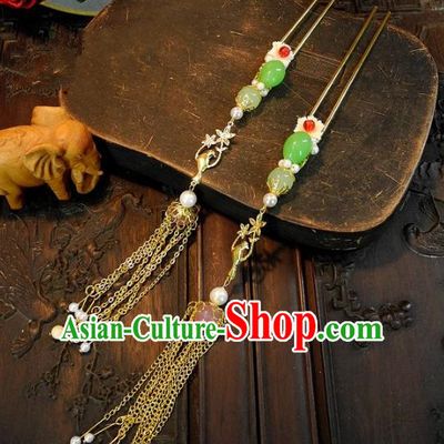 Chinese Handmade Classical Tassel Hairpins Ancient Hanfu Wedding Headdress Hair Accessories for Women