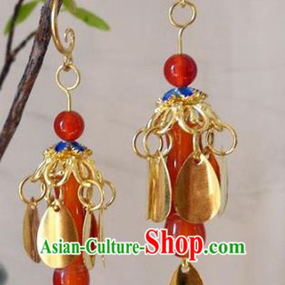 Asian Chinese Traditional Handmade Agate Earrings Jewelry Accessories Eardrop for Women