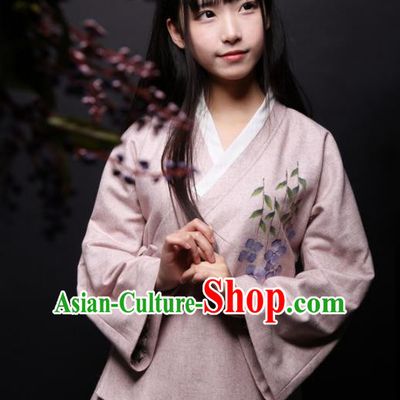 Traditional Chinese National Costume Printing Blouse Tang Suit Hanfu Shirts for Women