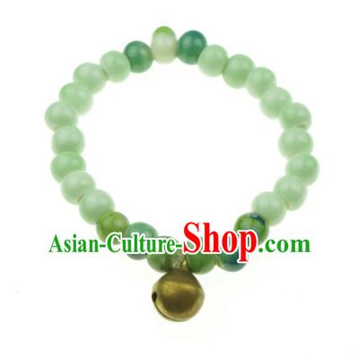 Traditional Chinese Bracelet Accessories Jingdezhen Ceramics Green Beads Bangle for Women