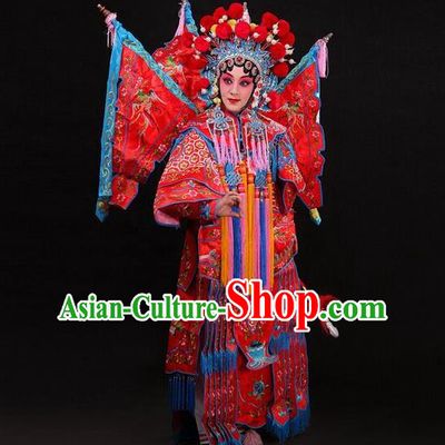 Traditional Chinese Beijing Opera Swordplay Red Costume Peking Opera Blues Embroidered Clothing for Women
